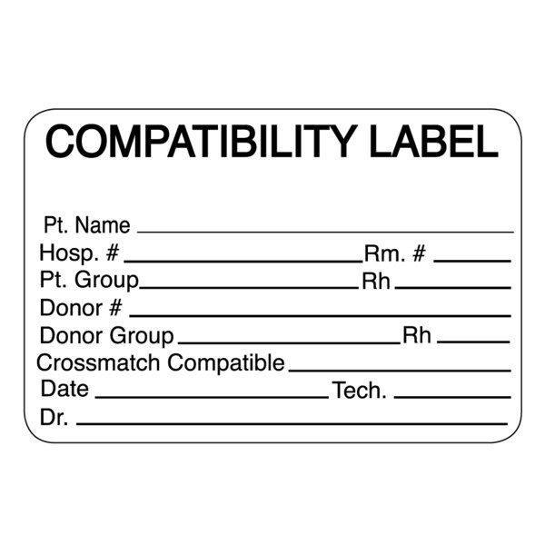 Label, Compatibility Label 2" x 3" White w/Black